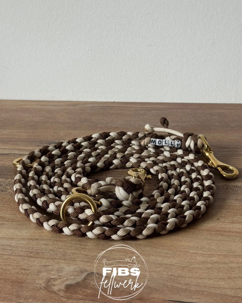 Handgeflochtene Hundeleine in Dunkelgrün