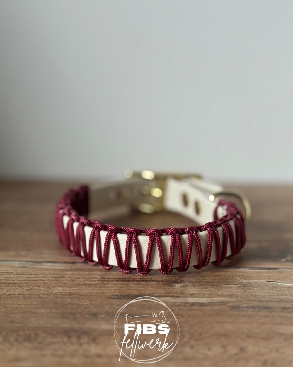 Biothane x Paracord Halsband Creme/weinrot S