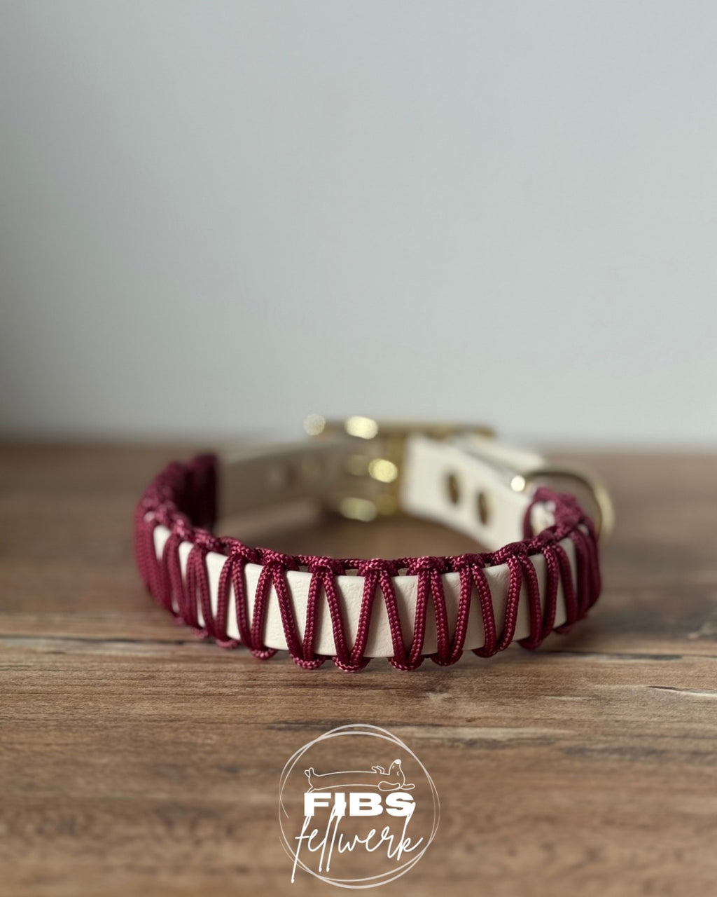 Biothane x Paracord Halsband Creme/weinrot S