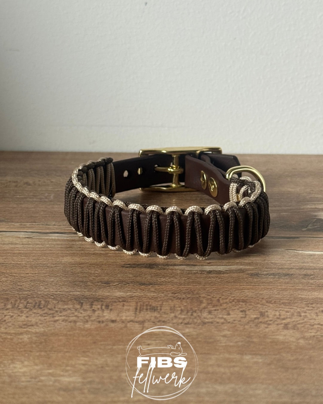 DuoLine Biothane x Paracord Halsband S dunkelbraun